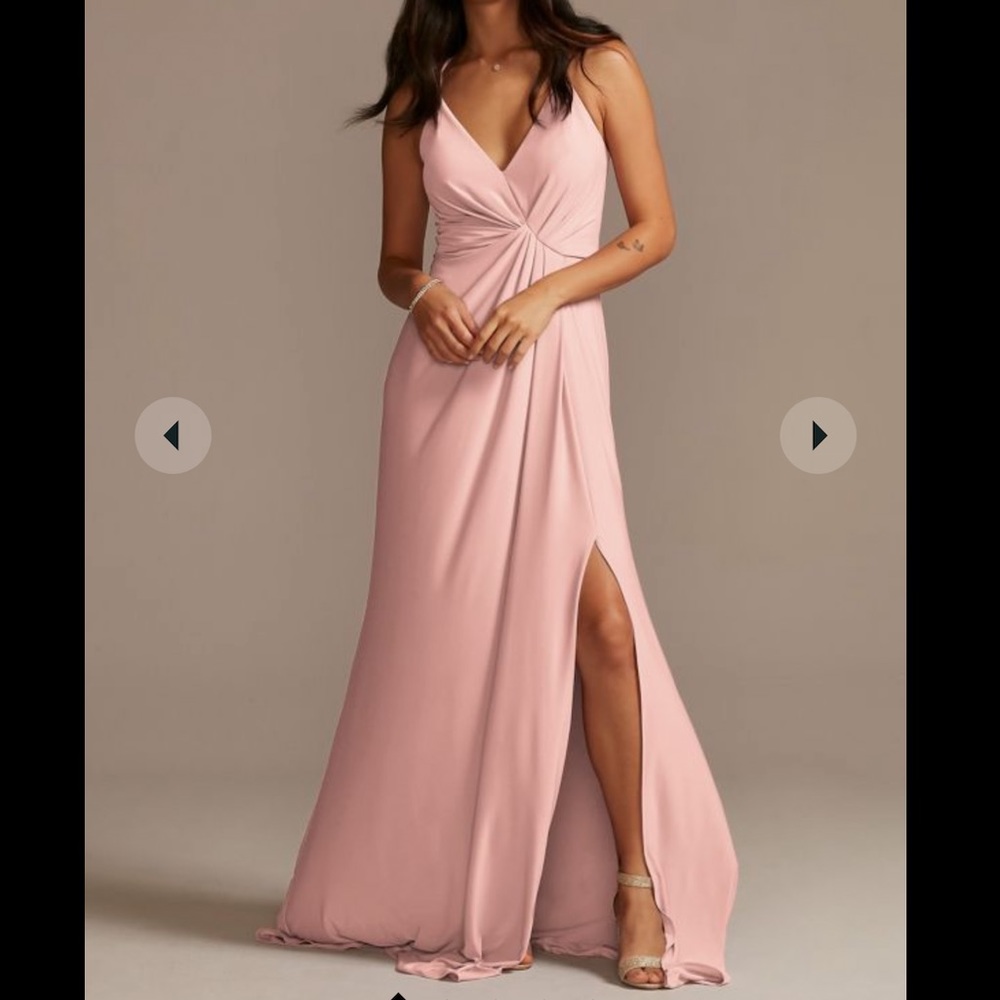 Jersey a-line bridesmaid dress with knot detail